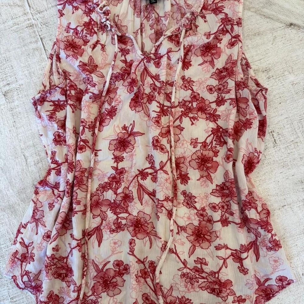 Floral Peasant Blouse Large Boho Cottagecore Crochet Sleeveless Top